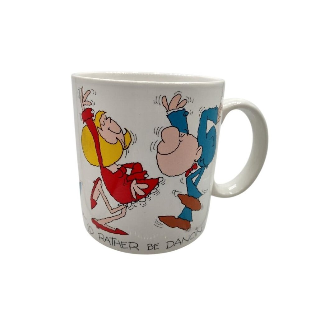 RUSS Id Rather Be Dancing Cartoon Ceramic Vintage Mug